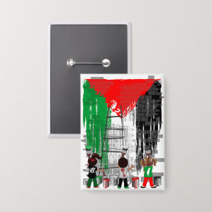 Children of Gaza Painting Palestine Flag Button