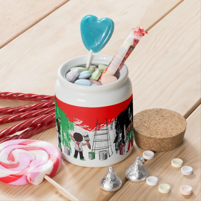 Children of Gaza Painting Palestine Flag  Candy Jar (In Situ)