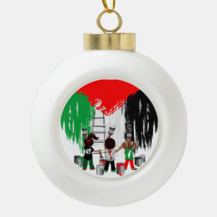 Children of Gaza Painting Palestine Flag Ceramic Ball Christmas Ornament