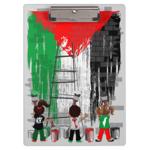 Children of Gaza Painting Palestine Flag  Clipboard