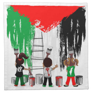 Children of Gaza Painting Palestine Flag  Cloth Napkin
