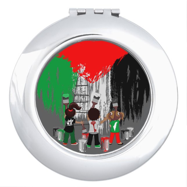 Children of Gaza Painting Palestine Flag  Compact Mirror (Front)