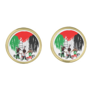 Children of Gaza Painting Palestine Flag  Cufflinks