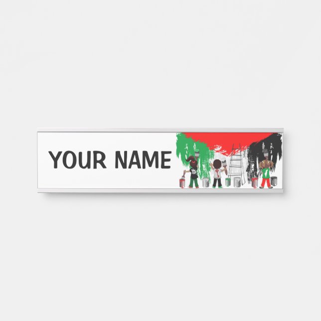 Children of Gaza Painting Palestine Flag  Door Sign (Front)