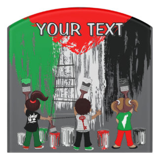 Children of Gaza Painting Palestine Flag  Door Sign