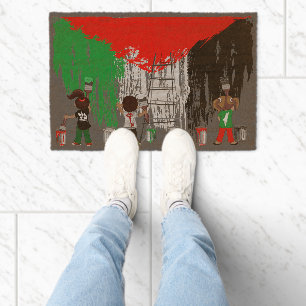Children of Gaza Painting Palestine Flag Fiber Doormat