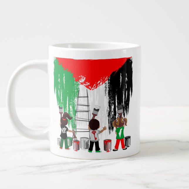 Children of Gaza Painting Palestine Flag  Giant Coffee Mug (Left)
