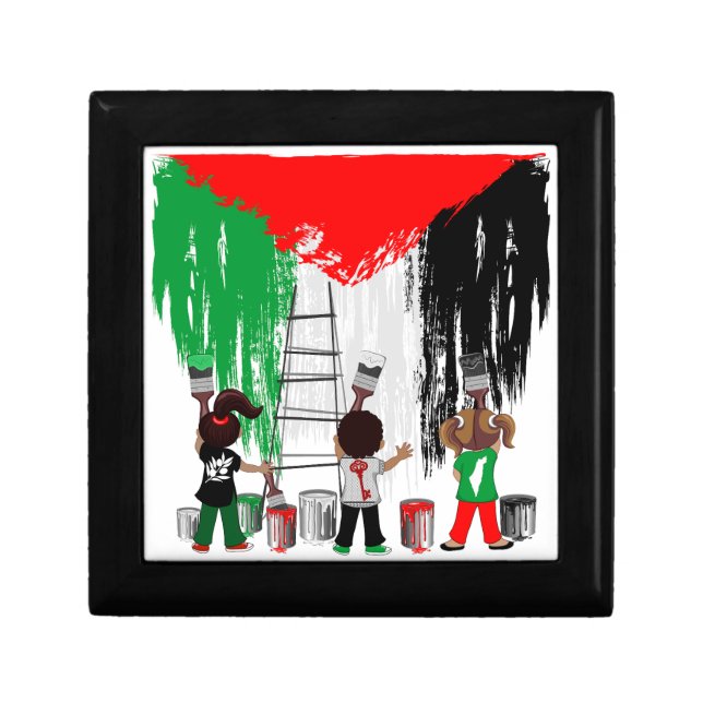 Children of Gaza Painting Palestine Flag  Gift Box (Front)