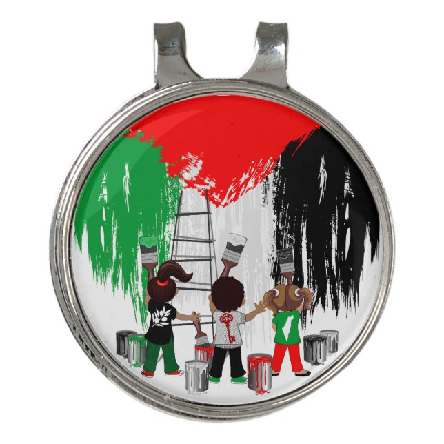Children of Gaza Painting Palestine Flag  Golf Hat Clip (Front)