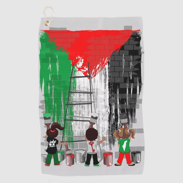 Children of Gaza Painting Palestine Flag  Golf Towel (Front)