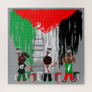Children of Gaza Painting Palestine Flag Jigsaw Puzzle
