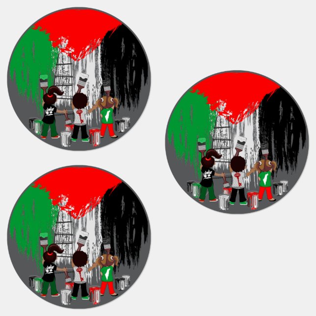 Children of Gaza Painting Palestine Flag  Labels (Group)