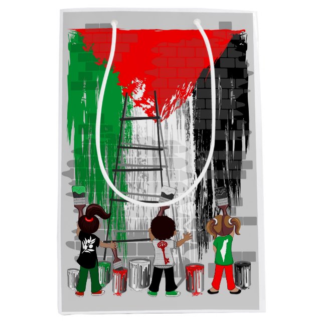 Children of Gaza Painting Palestine Flag  Medium Gift Bag (Front)