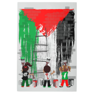 Children of Gaza Painting Palestine Flag Metal Print