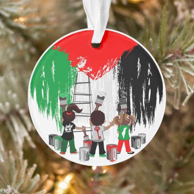 Children of Gaza Painting Palestine Flag  Ornament (Tree)