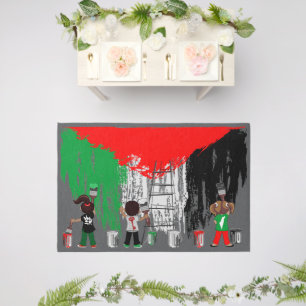 Children of Gaza Painting Palestine Flag Outdoor Rug