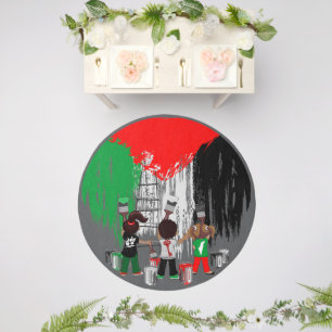 Children of Gaza Painting Palestine Flag Outdoor Rug