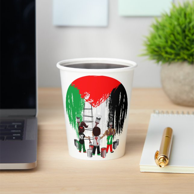 Children of Gaza Painting Palestine Flag  Paper Cups (Insitu)
