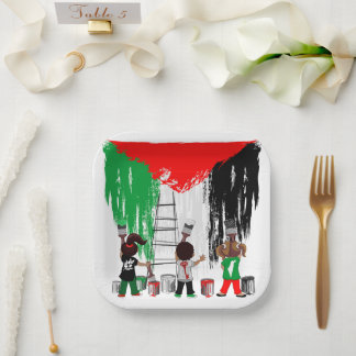 Children of Gaza Painting Palestine Flag  Paper Plates