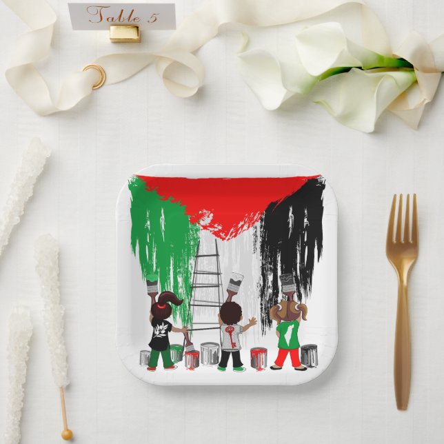 Children of Gaza Painting Palestine Flag  Paper Plates (Wedding)
