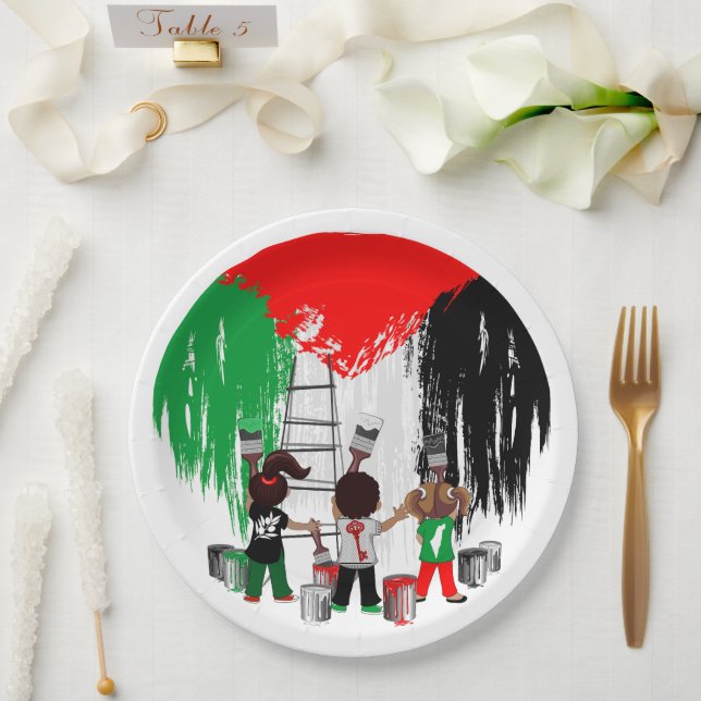 Children of Gaza Painting Palestine Flag  Paper Plates (Wedding)