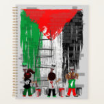 Children of Gaza Painting Palestine Flag Planner<br><div class="desc">Palestinian Children, with Brushes and Paint Pots, painting a large palestinian Flag on the Wall. Original Vector Illustration Copyright BluedarkArt TheChameleonArt.</div>