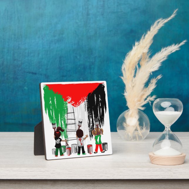 Children of Gaza Painting Palestine Flag  Plaque (Insitu)
