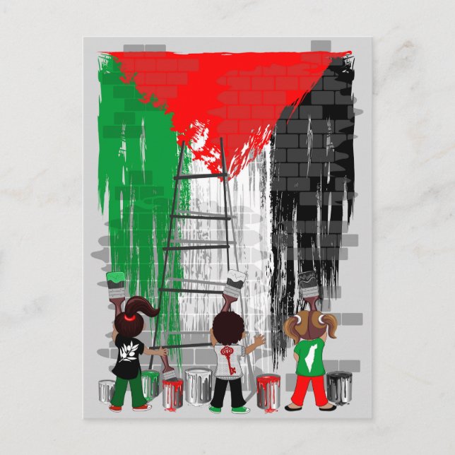 Children of Gaza Painting Palestine Flag  Postcard (Front)