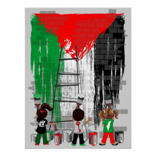Children of Gaza Painting Palestine Flag Poster