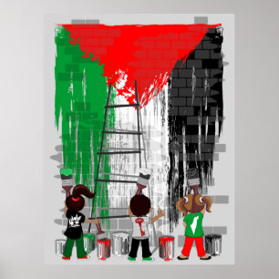 Children of Gaza Painting Palestine Flag Poster