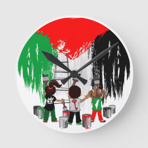 Children of Gaza Painting Palestine Flag Round Clock
