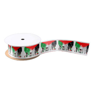 Children of Gaza Painting Palestine Flag Satin Ribbon