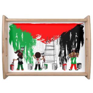 Children of Gaza Painting Palestine Flag Serving Tray