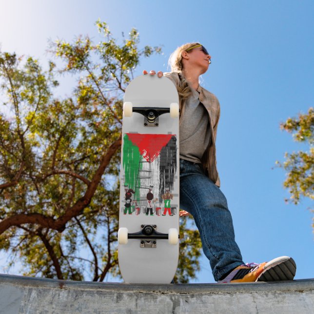 Children of Gaza Painting Palestine Flag  Skateboard (Outdoor 1)
