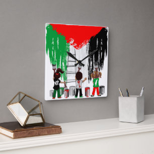Children of Gaza Painting Palestine Flag Square Wall Clock