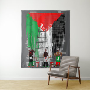 Children of Gaza Painting Palestine Flag Tapestry
