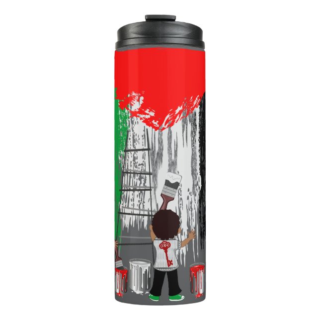 Children of Gaza Painting Palestine Flag  Thermal Tumbler (Front)