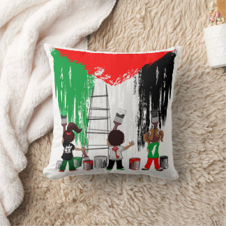 Children of Gaza Painting Palestine Flag Throw Pillow