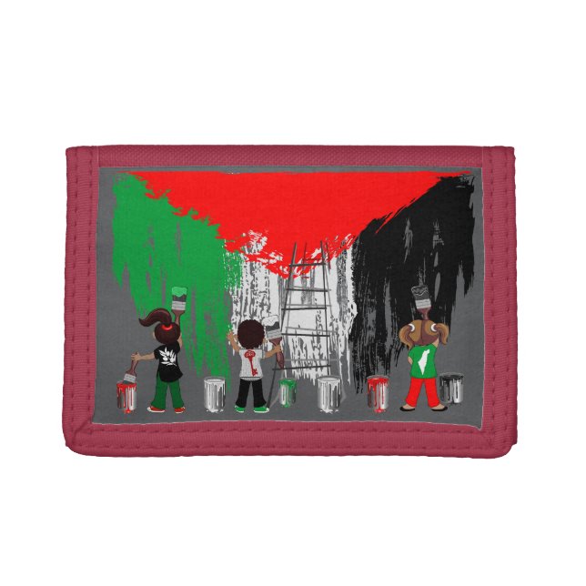 Children of Gaza Painting Palestine Flag  Trifold Wallet (Front)