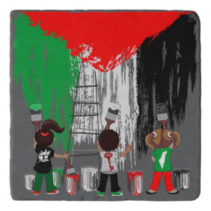Children of Gaza Painting Palestine Flag  Trivet