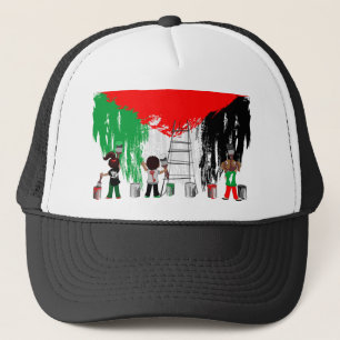 Children of Gaza Painting Palestine Flag Trucker Hat