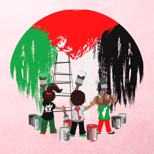 Children of Gaza Painting Palestine Flag  Wall Decal (Insitu 3)