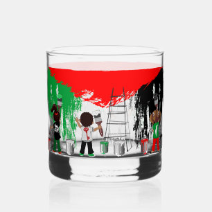 Children of Gaza Painting Palestine Flag Whiskey Glass