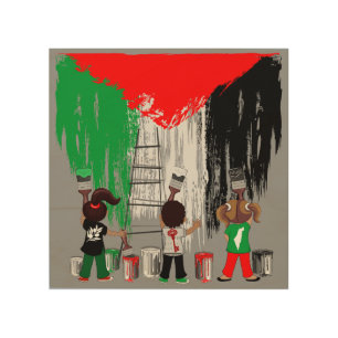 Children of Gaza Painting Palestine Flag  Wood Wall Art