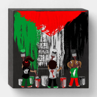 Children of Gaza Painting Palestine Flag  Wooden Box Sign