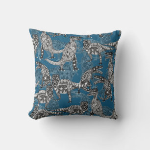 Children of the Late Cretaceous ~ blue Throw Pillow