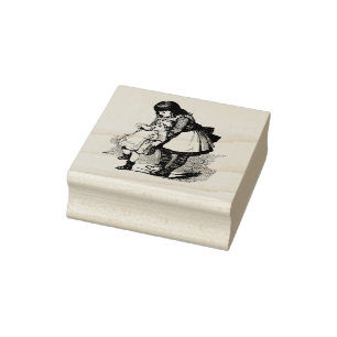 Children Old Fashioned Sisters Loving Family Rubber Stamp