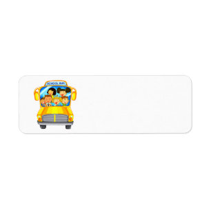 Children on a School bus Label