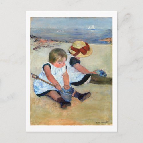 Children on the Beach Cassatt Postcard