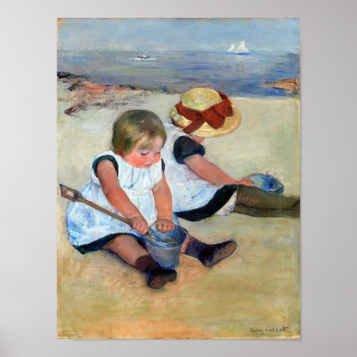 Children on the Beach Cassatt Poster